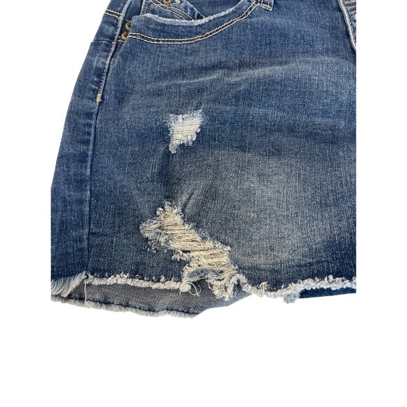 YMI WannaBettaButt High Rise Denim Shorts Frayed Hem Button Fly Closure Sz 7/28 - Picture 4 of 7